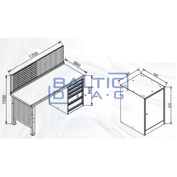 Desktop set Profi with cabinet
