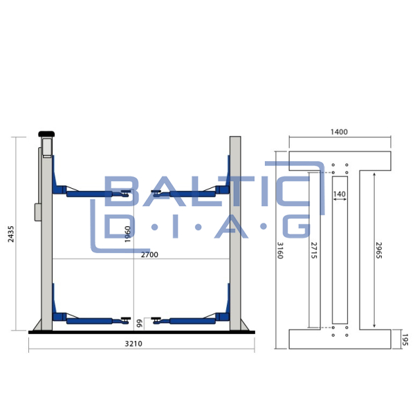 Weber Expert C-2.32-A two-column screw lift