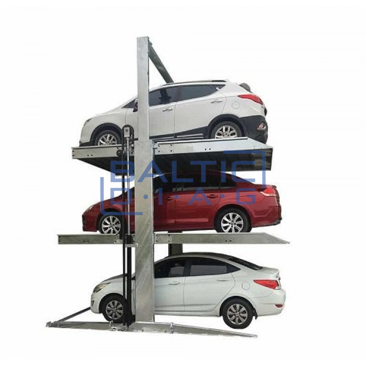 Three-seater parking lift for outdoor installation