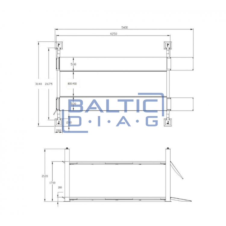 Four-column lift for repair work 4000 kg