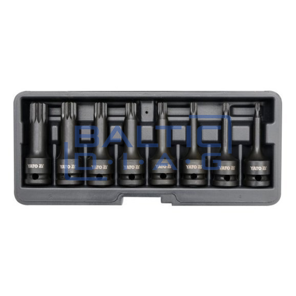 1/2 "extended head impact set with tips (SPLINE) 8pcs.