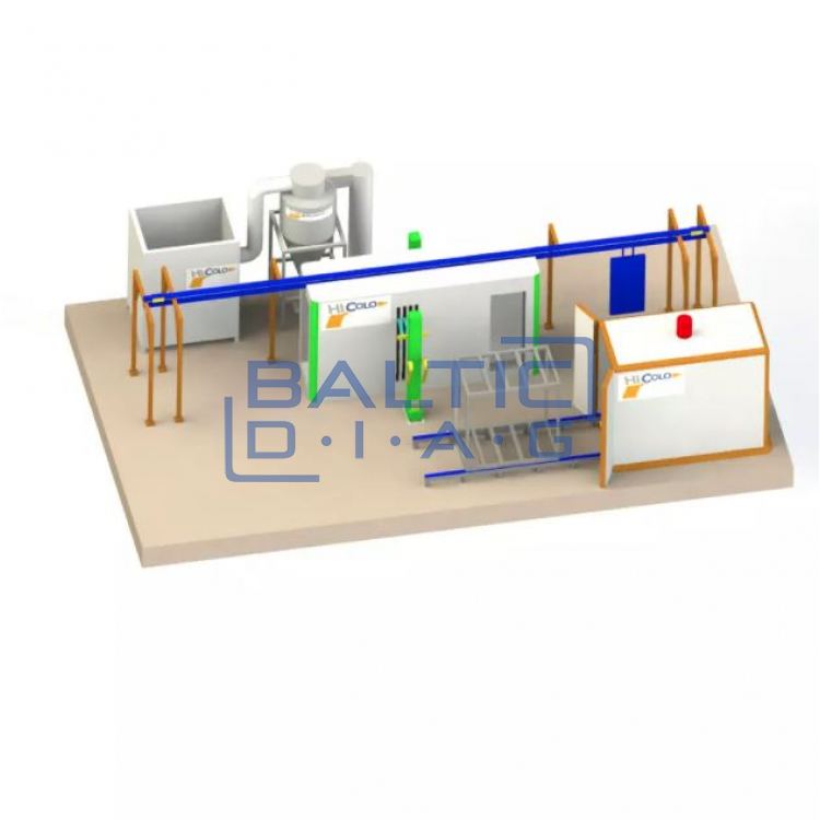 Semi-automatic powder coating line