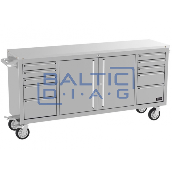 Mobile workbench with stainless steel surface WERKBANK GW 10/2 INOX