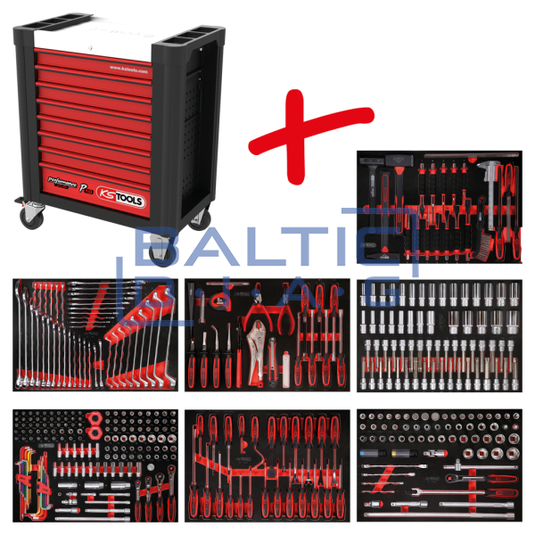 Performanceplus workshop tool trolley set KS Tools P10 with 403 tools for 7 drawer