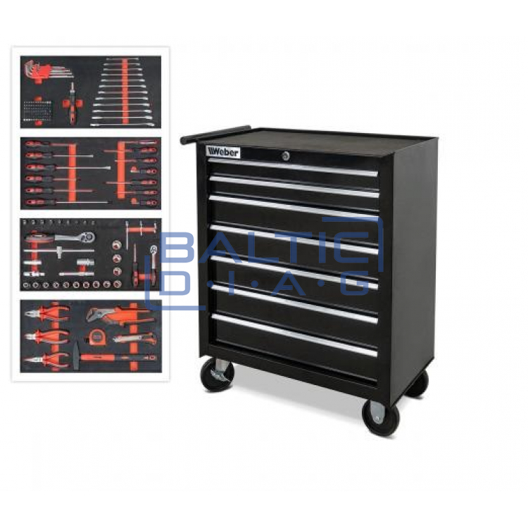 Tool cabinet with 159 tools, 7 drawers