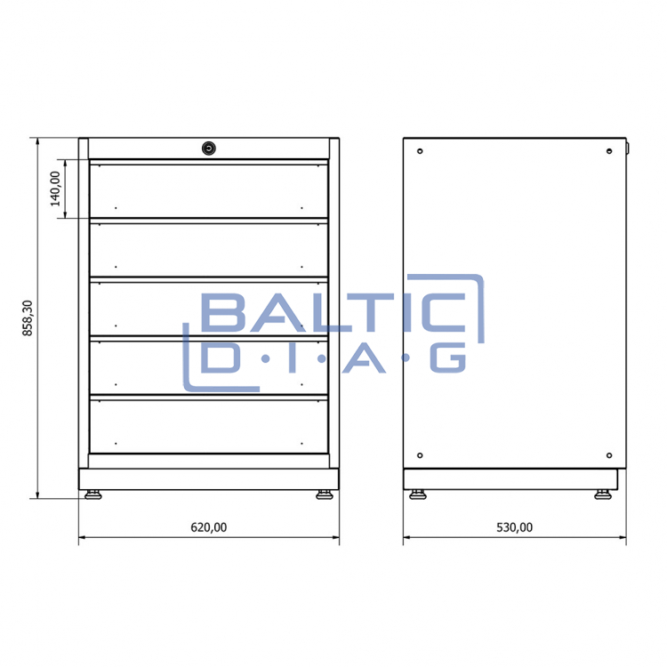 Workshop cabinet with five drawers Valkenpower
