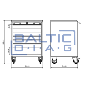 Mobile workshop cabinet with seven drawers Valkenpower
