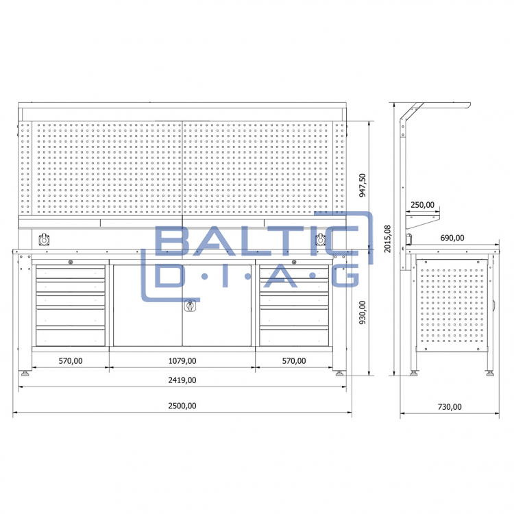 Workbench with perforated wall Valkenpower ver. 2