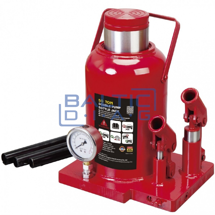 Cylindrical jack 50t with manometer and double pump