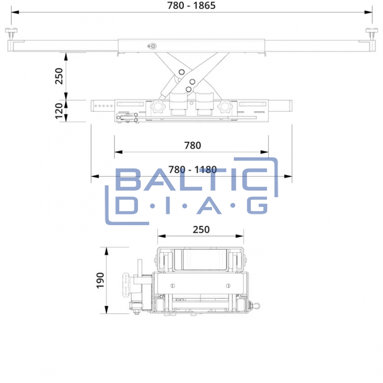 Pneumo-hidraulinis ašies keltuvas AC Hydraulic SD26PHL-W 2.6t