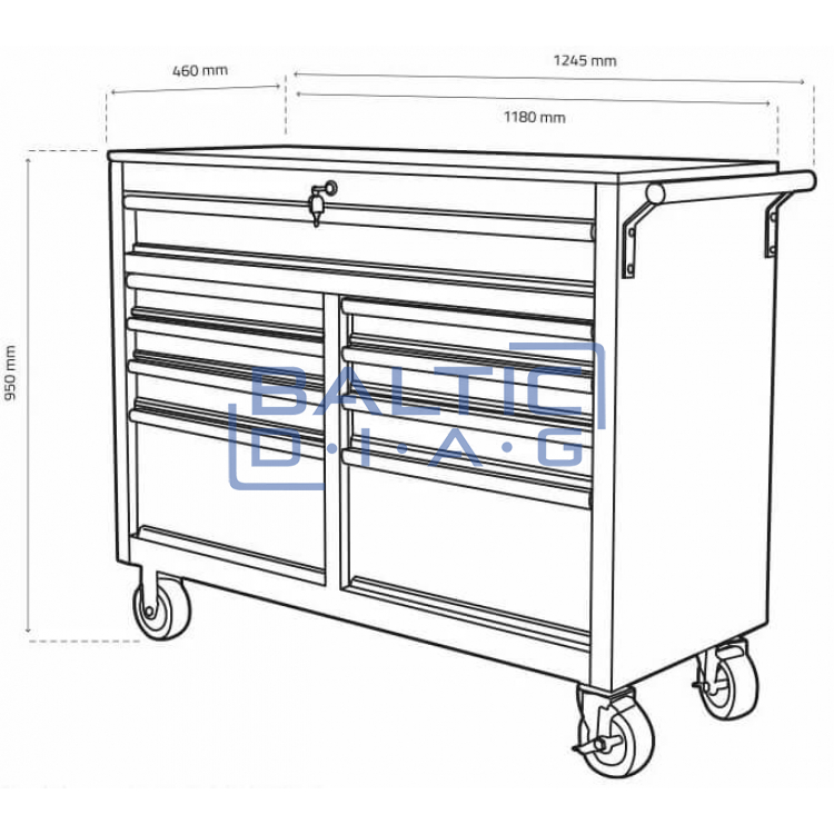 Mobile Workshop trolley with wooden worktop, 298 pieces