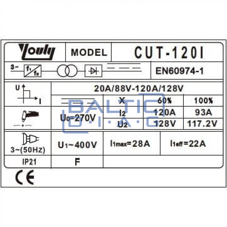 Плазменный резак (IGBT), 120 А, 40 мм