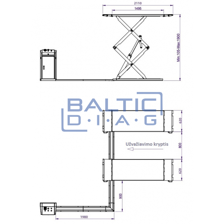 Dvigubas žirklinis keltuvas BD-S4DE, 3500 kg