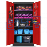 Металлическая мастерская Яна Новака и шкаф для инструментов Bruno RED