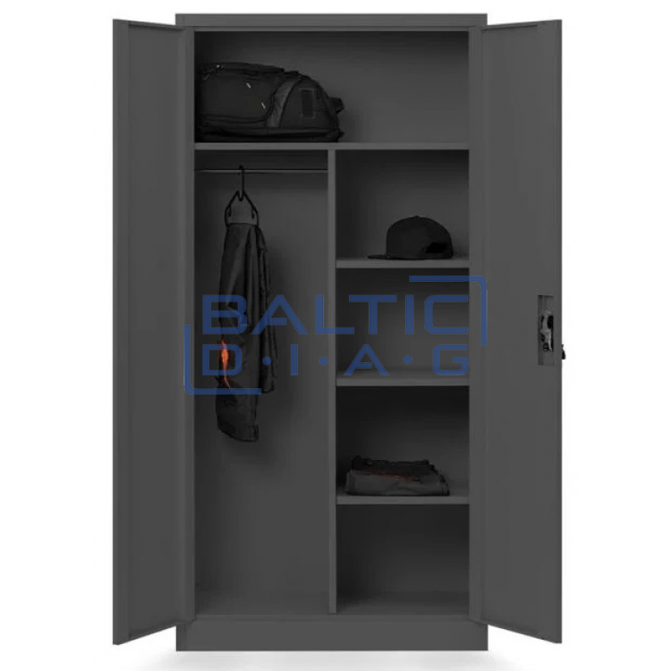 Jan Nowak wardrobe with shelves DAWID DARK GRAY