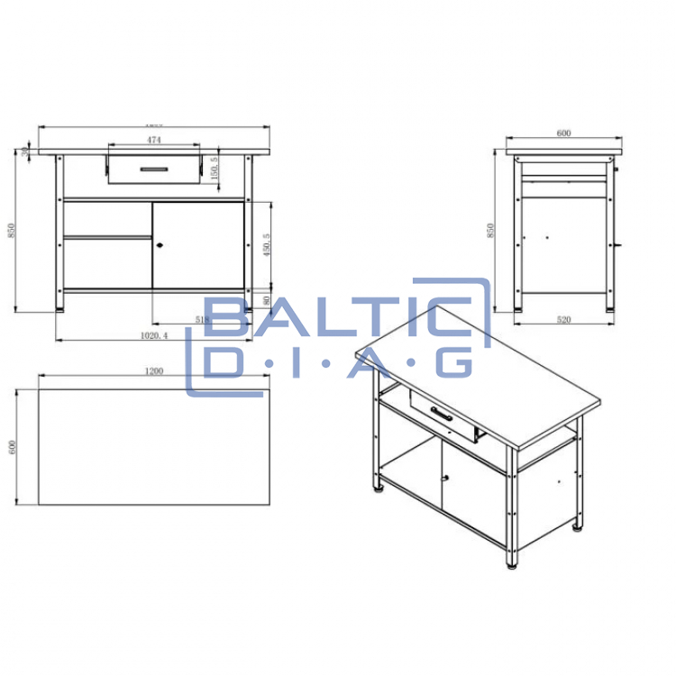 Jan Nowak desk with cabinet and drawer ERIC BLACK