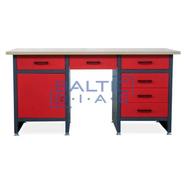 Jan Nowak desk with cabinet and drawers FRANK RED