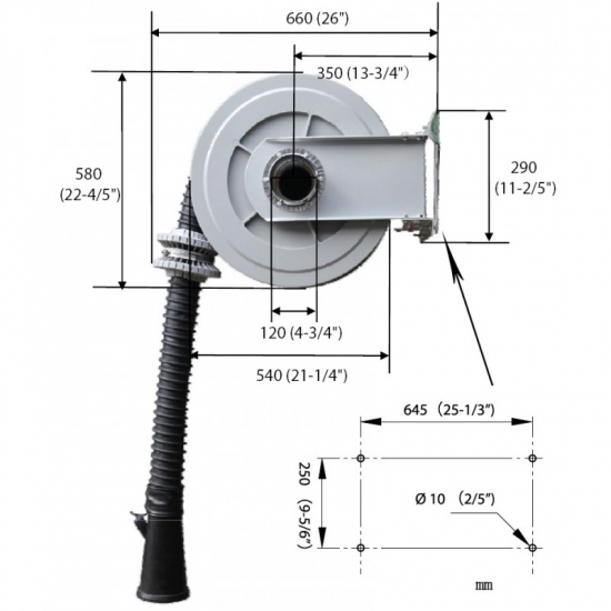 Gas collection hose reel ECAS-001-75