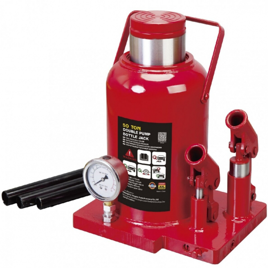 Cylindrical jack 50t with manometer and double pump