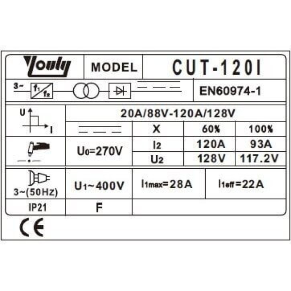 Plasma cutter (IGBT), 120 A, 40 mm