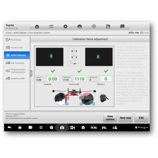 ADAS calibration system Autel IA800 with optical positioning system