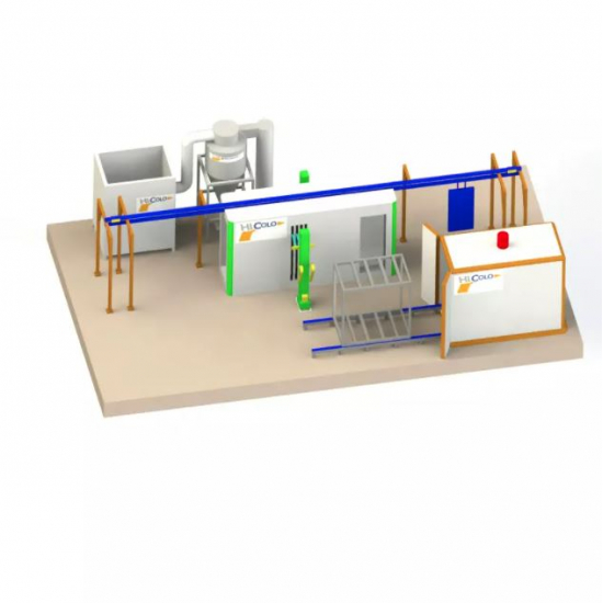 Semi-automatic powder coating line