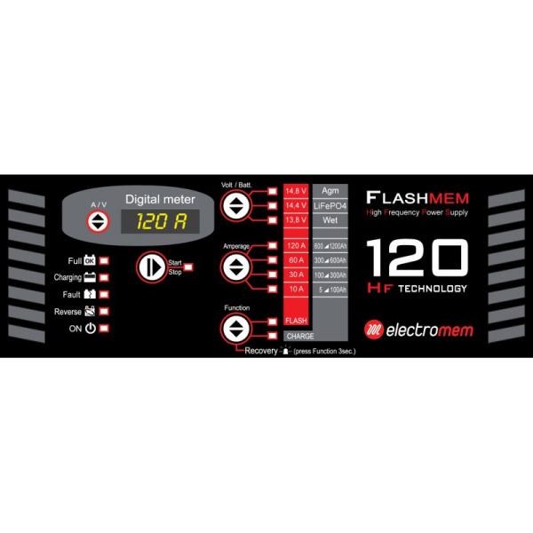 Electronic battery charger - Power supply Flashmem 120 2,7m, 12V Wet-Agm-Lithium