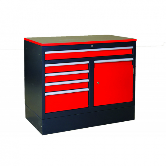 Stationary workbench with drawers