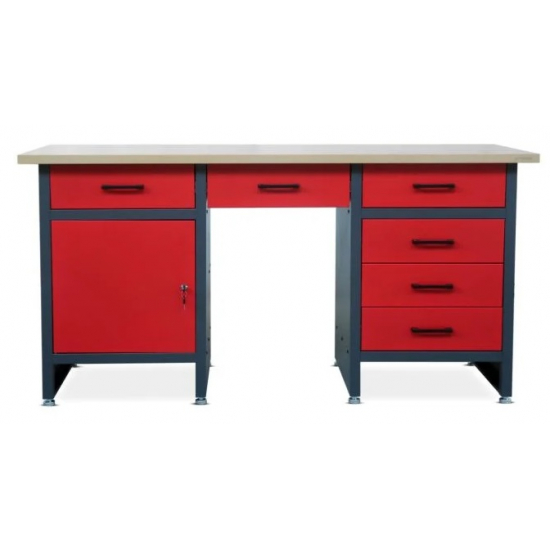 Jan Nowak desk with cabinet and drawers FRANK RED