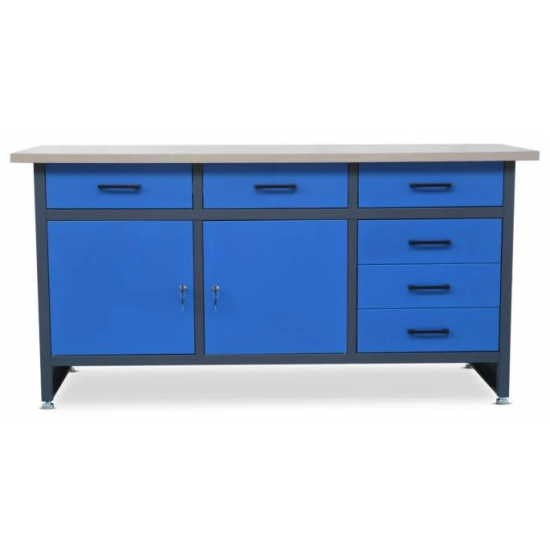 Jan Nowak desk with drawers and cabinets HENRY BLUE