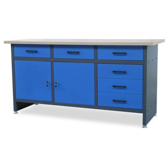 Jan Nowak desk with drawers and cabinets HENRY BLUE