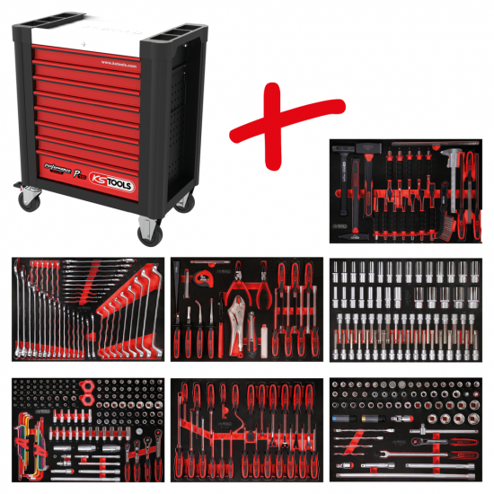 Performanceplus workshop tool trolley set KS Tools P10 with 403 tools for 7 drawer