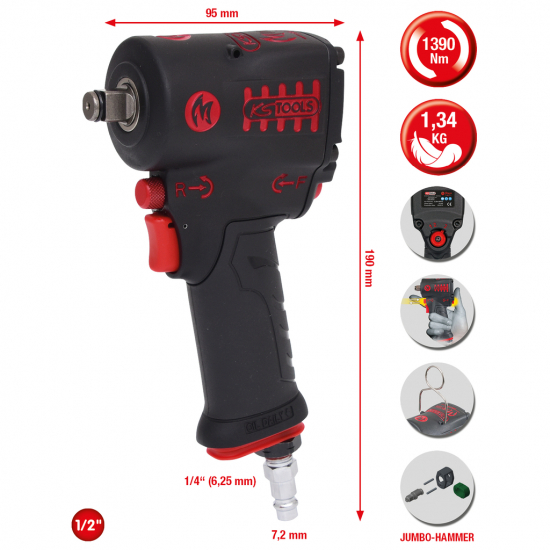 KS Tools 1/2 ”miniMONSTER мощная пневматическая ударная отвертка