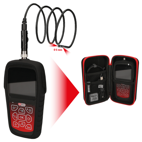 HD videoscope set KS Tools Ø 6.0 mm 0 ° and 90 ° HD front camera probe