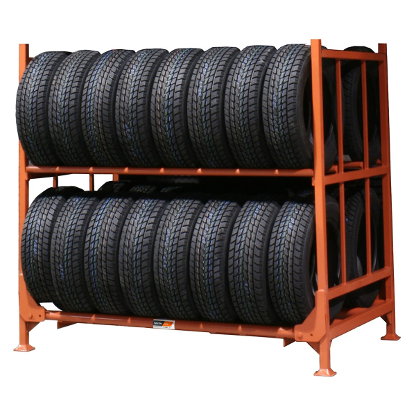 Folding and stacking tyre rack