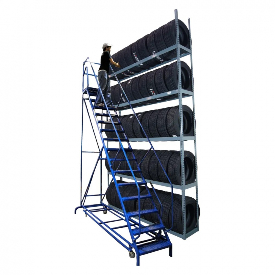 Mobile ladder for tire service 10-step