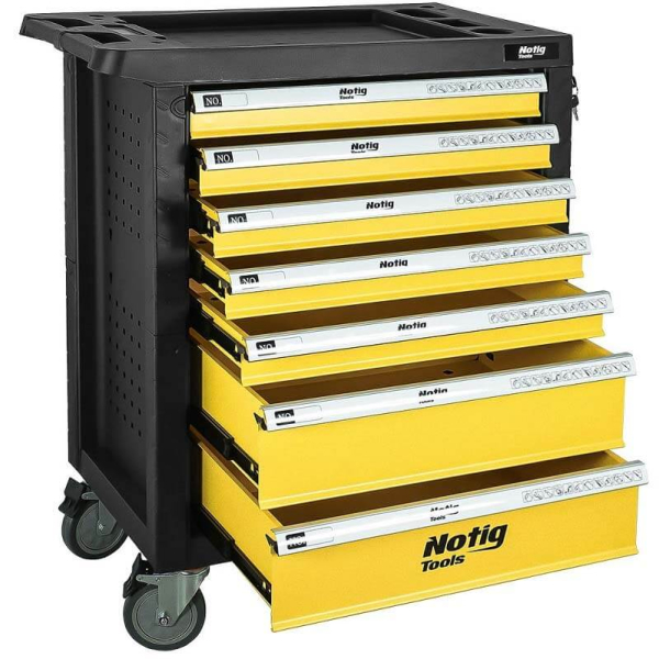 Tool trolley with 7 drawers and 156 tools