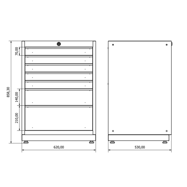 Workshop cabinet with seven drawers Valkenpower