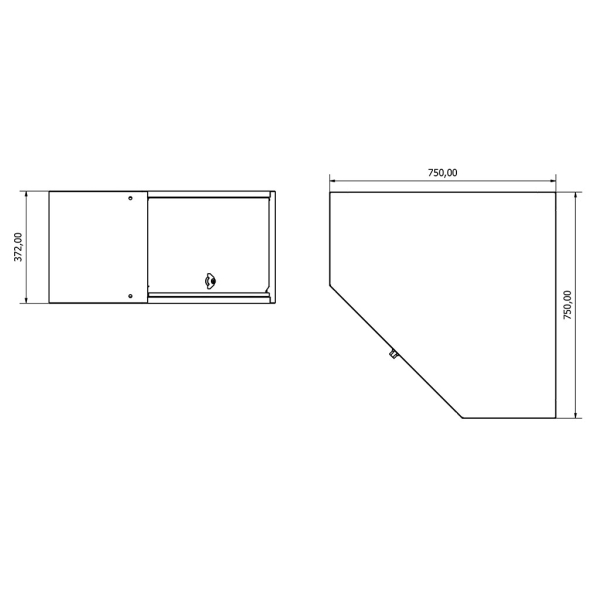 Hanging small one-door corner cabinet Valkenpower