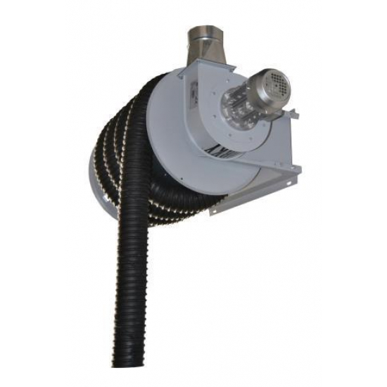 Mechanical gas hose reel with GMRF fan