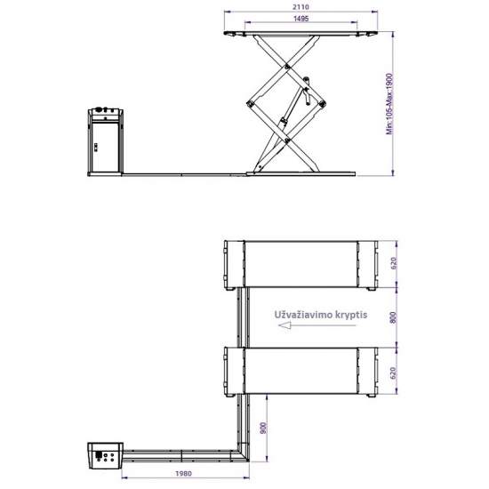 Dvigubas žirklinis keltuvas BD-S4DE, 3500 kg